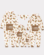 Matching Family Christmas Pajamas Gingerbread Print Coral Fleece Christmas Onesie