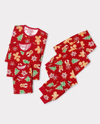 Family Matching Christmas Pajamas Bamboo Gingerbread & Xmas TreeRed