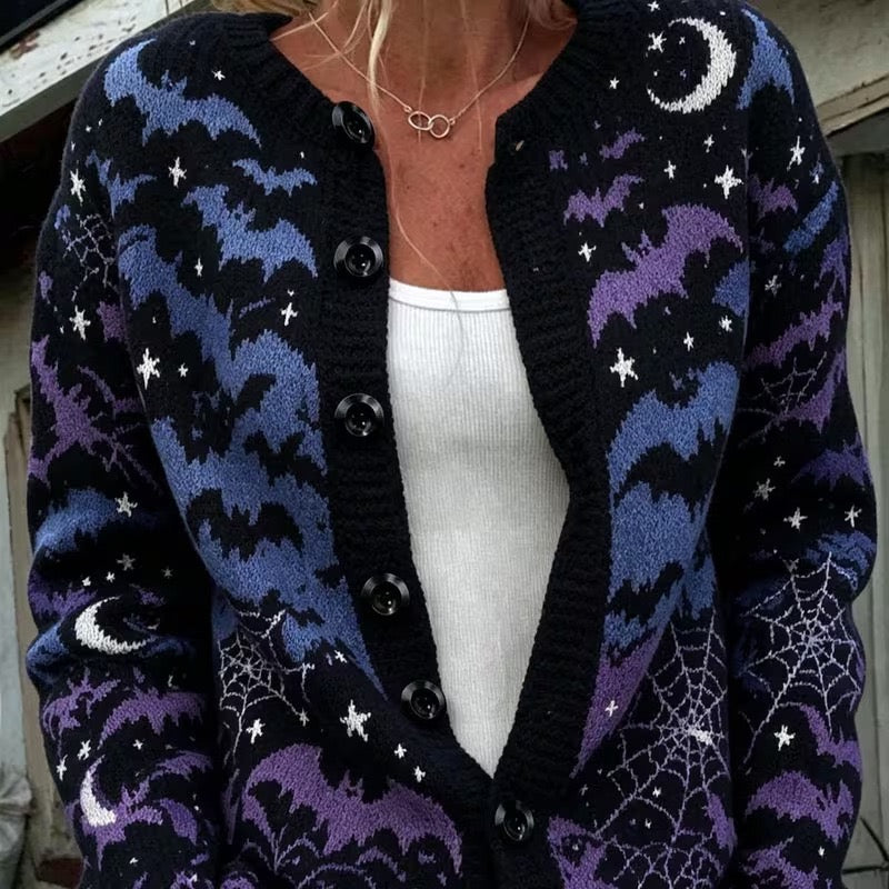 FALL & WINTER NEW ARRIVALS UP TO 50% OFF   Women's Custom-Pattern Cardigan | Halloween Print Button-Front Sweater