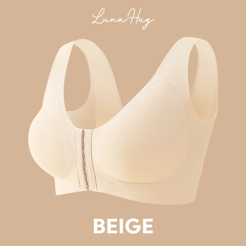 LunaHug - Seamless Front Buckle Cross Back Shaping Bra For Seniors