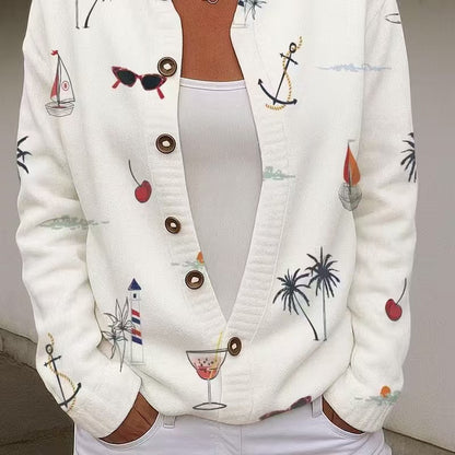 FALL & WINTER NEW ARRIVALS UP TO 50% OFF   Women's Custom-Pattern Cardigan | Halloween Print Button-Front Sweater