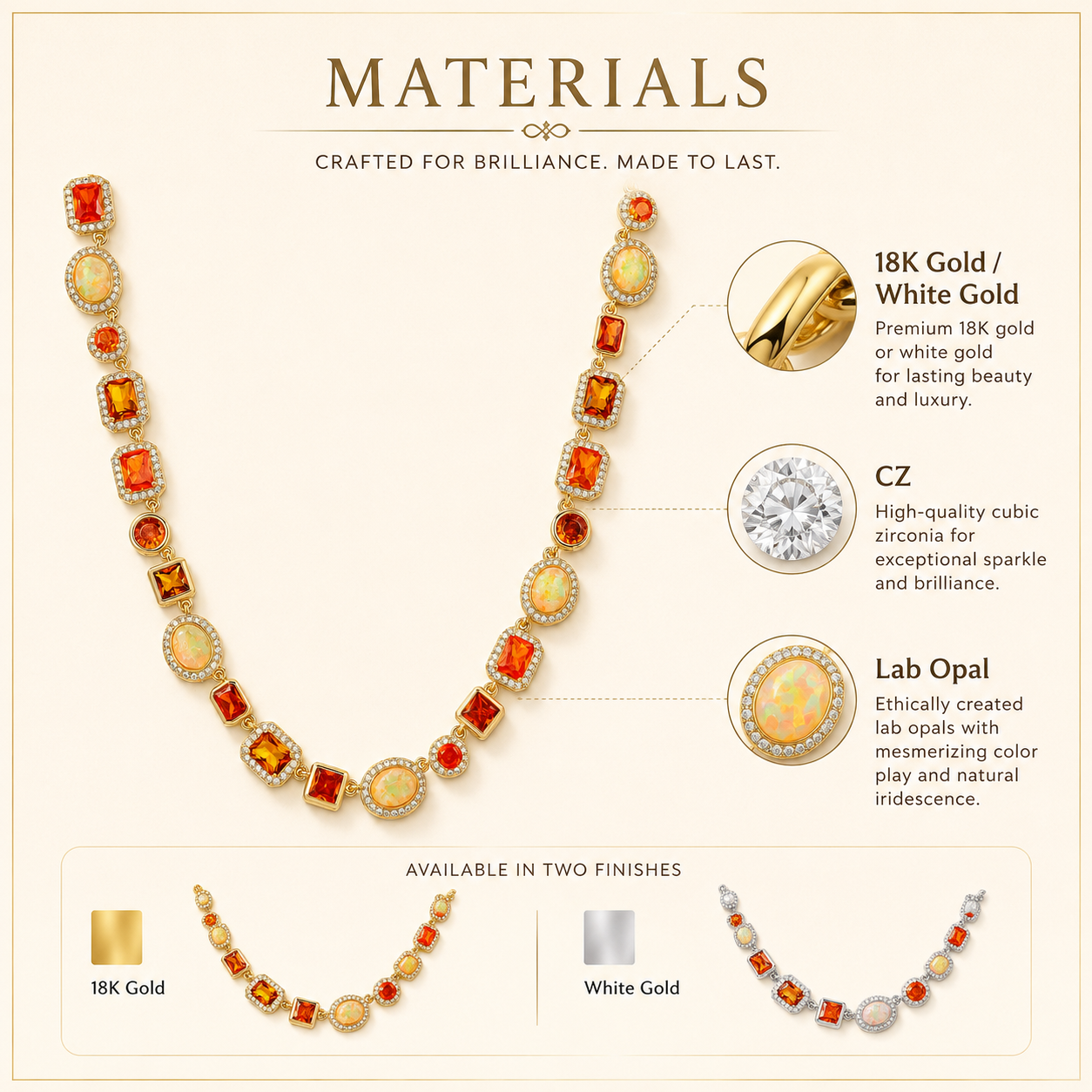 Baokang Sunset Glow Gemstone Necklace
