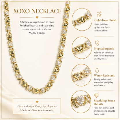 Gold XOXO Diamond Gemstone Necklace