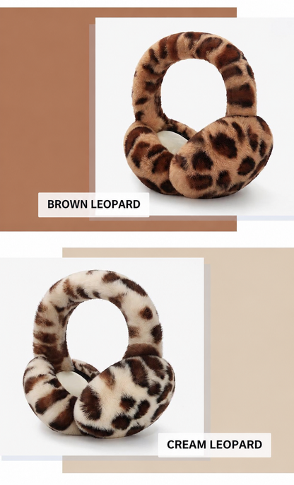 Foldable Plush Leopard Earmuffs | Warm & Cozy Winter Ear Warmers