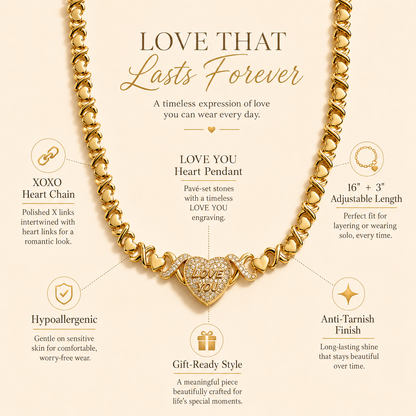 Baokang Love You Heart Pendant Necklace