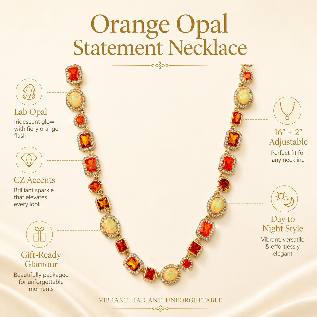 Baokang Sunset Glow Gemstone Necklace