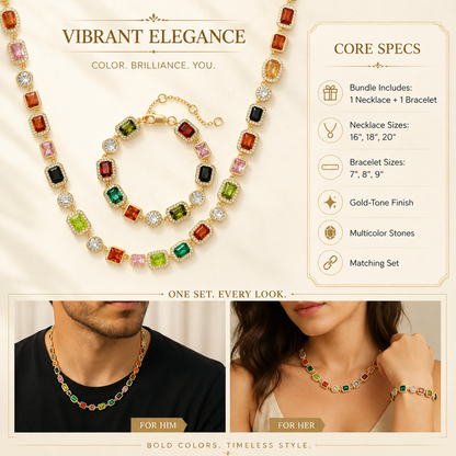 Aurora Gemstone Jewelry Set™ – Multicolor Necklace & Bracelet