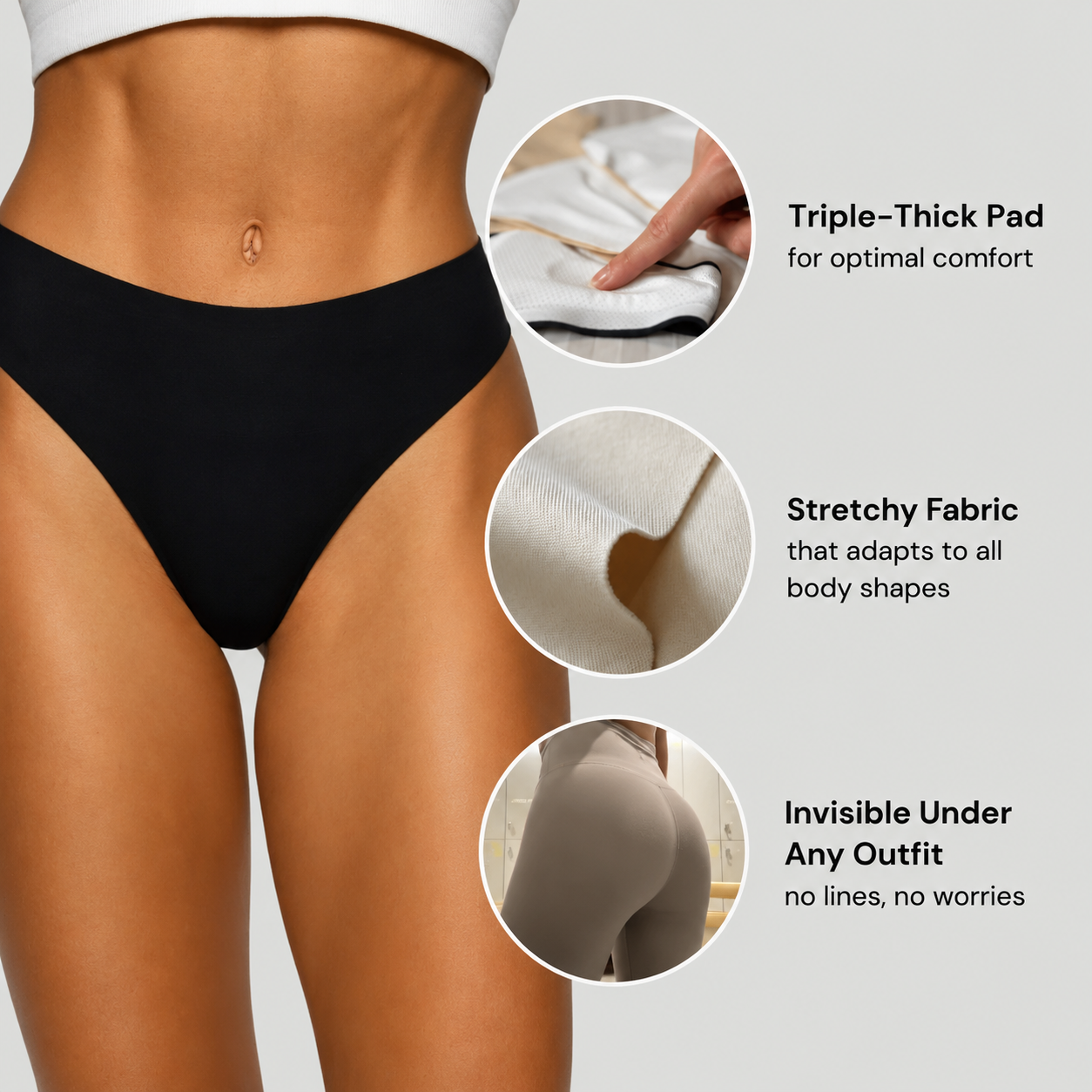Invisible Seamless Panties for Women | Anti Camel Toe Underwear No Show Under Leggings & Tight Clothes
