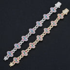 ✨ Lucky Clover Colorful Zircon Bracelet – Gold-Plated Charm Jewelry