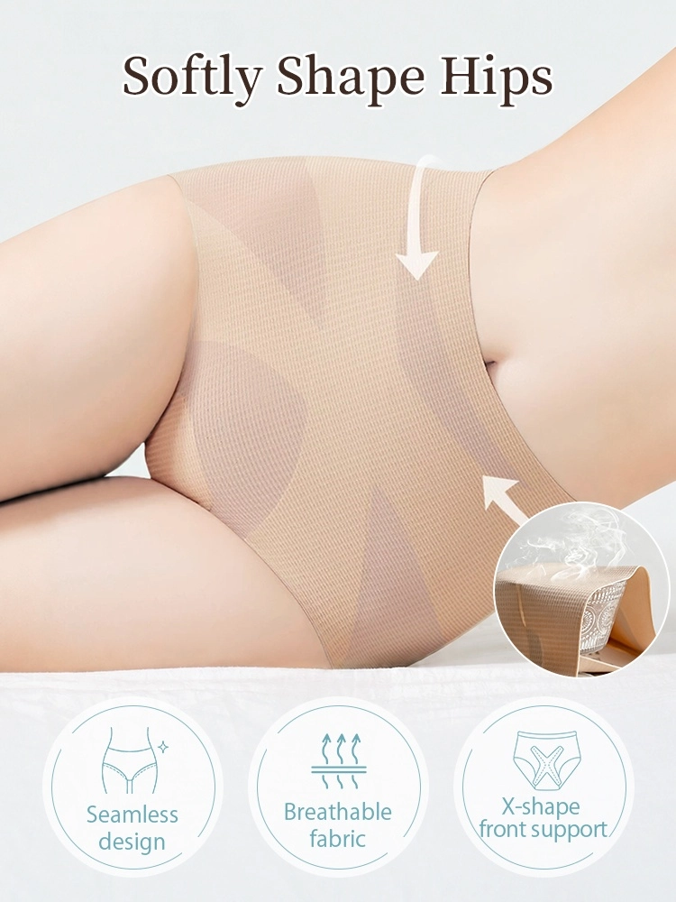 3-7 pack shaping high-waisted underwear, cross-over tummy control, seamless cooling fabric.