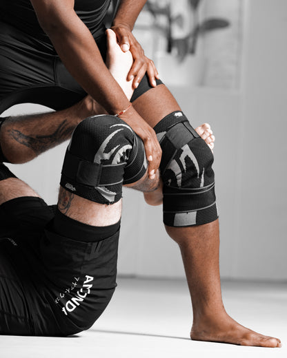 Unisex Knitted Knee Brace with Spring Stabilizers & Dual Straps – Compression Support for Knee Pain Relief and Injury Recovery
