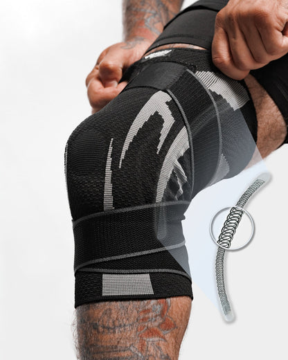 Unisex Knitted Knee Brace with Spring Stabilizers & Dual Straps – Compression Support for Knee Pain Relief and Injury Recovery