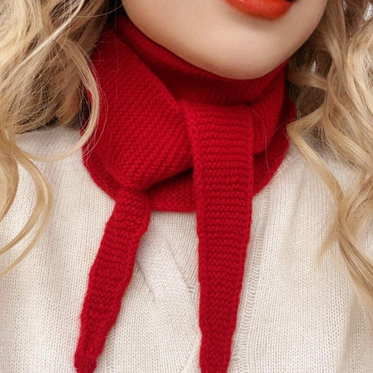 Hand-Knit 100% Wool Skinny Scarf | Soft Lightweight Neckerchief