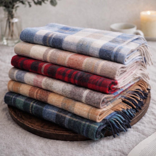 100% Wool Plaid Scarf – Classic Soft & Warm Winter Scarf