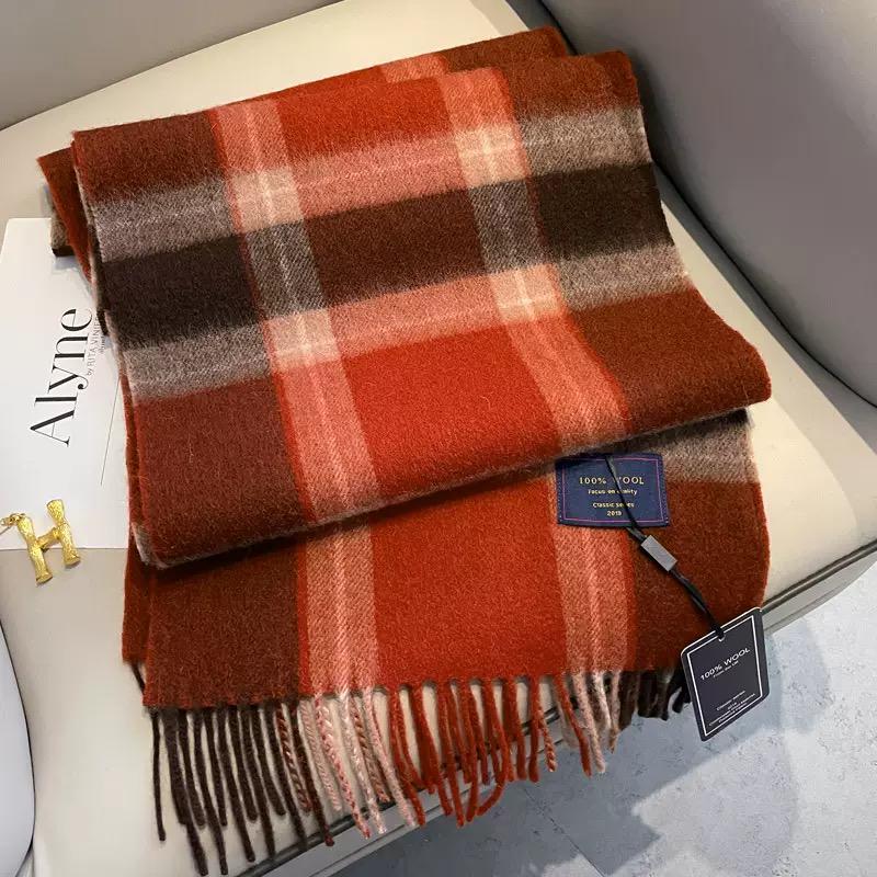 100% Wool Plaid Scarf – Classic Soft & Warm Winter Scarf
