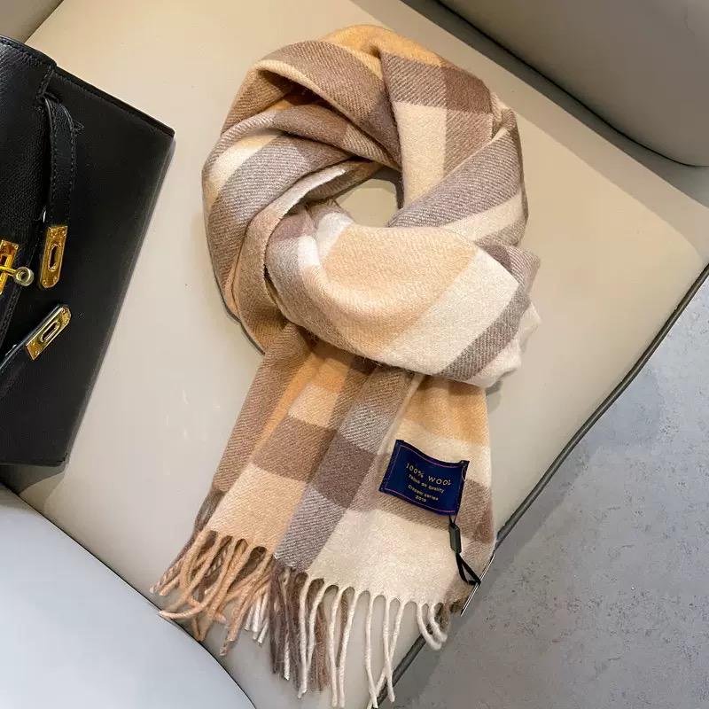 100% Wool Plaid Scarf – Classic Soft & Warm Winter Scarf