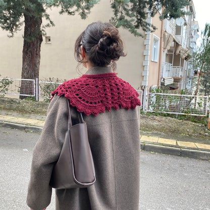 Vintage Crochet Lace Collar | Detachable Tie-Front Layering Collar