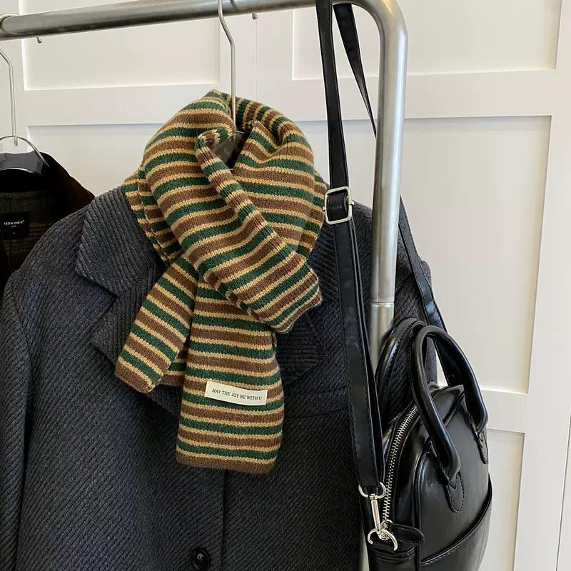 Soft Wool Striped Scarf | Cozy Colorful Knit Winter Scarf for Women & Men