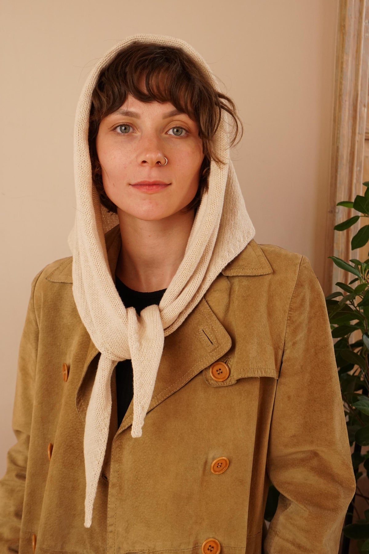 Hand-Knit Merino Wool & Cashmere Triangle Scarf | Boho Headscarf & Neck Wrap