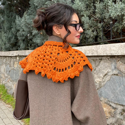Vintage Crochet Lace Collar | Detachable Tie-Front Layering Collar