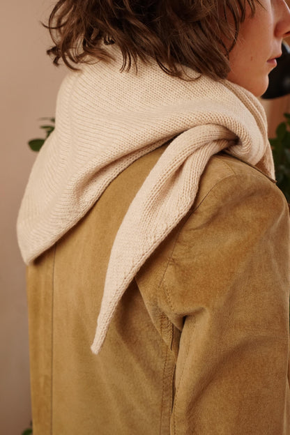 Hand-Knit Merino Wool & Cashmere Triangle Scarf | Boho Headscarf & Neck Wrap