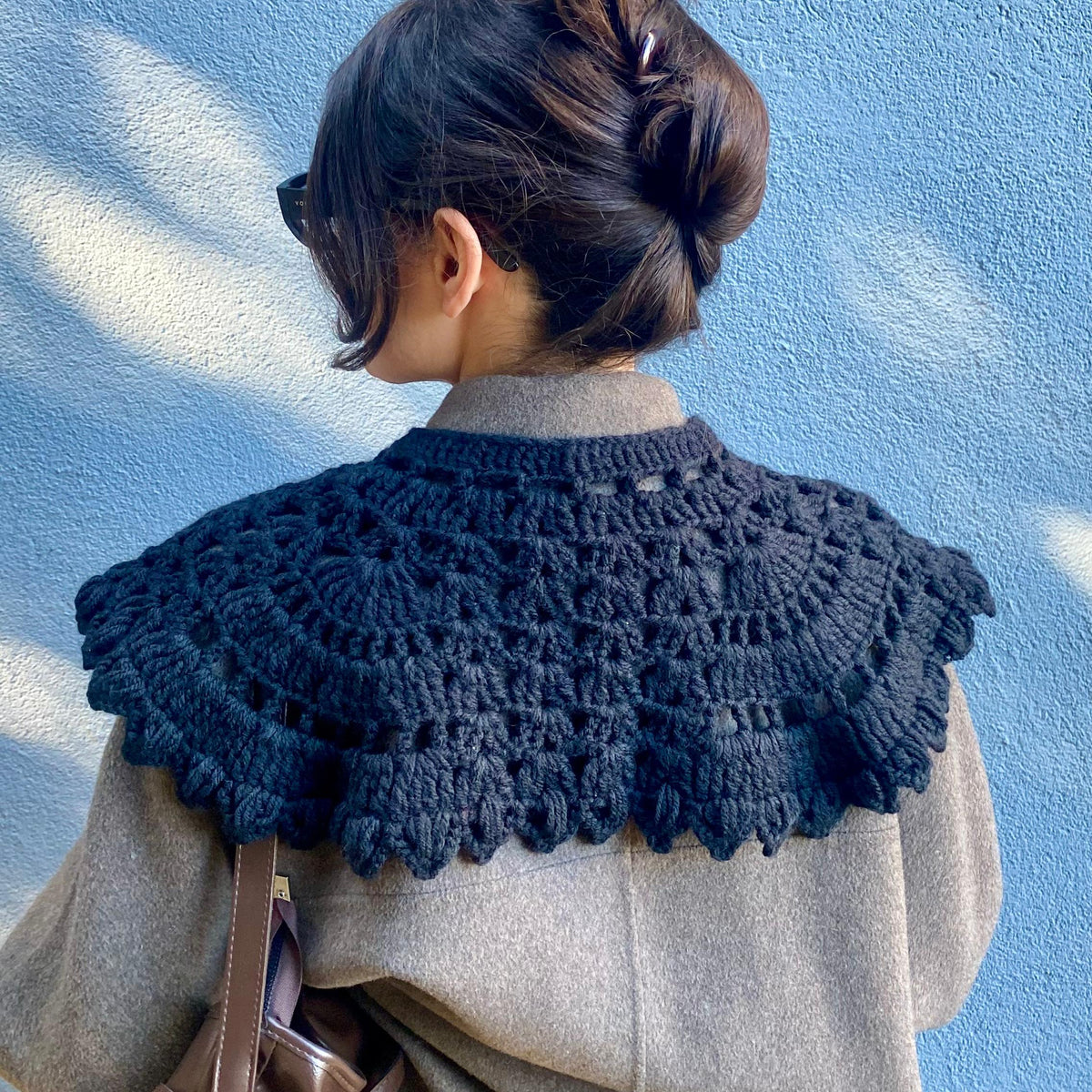 Vintage Crochet Lace Collar | Detachable Tie-Front Layering Collar