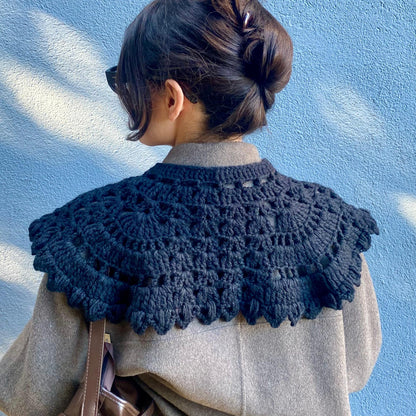 Vintage Crochet Lace Collar | Detachable Tie-Front Layering Collar
