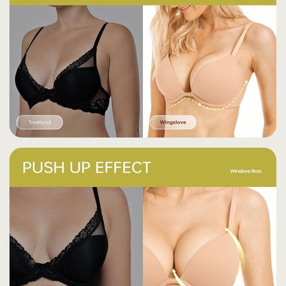 BaoKang™ Deep V Push Up T-Shirt Bra – Seamless Everyday Comfort Bra with Natural Lift