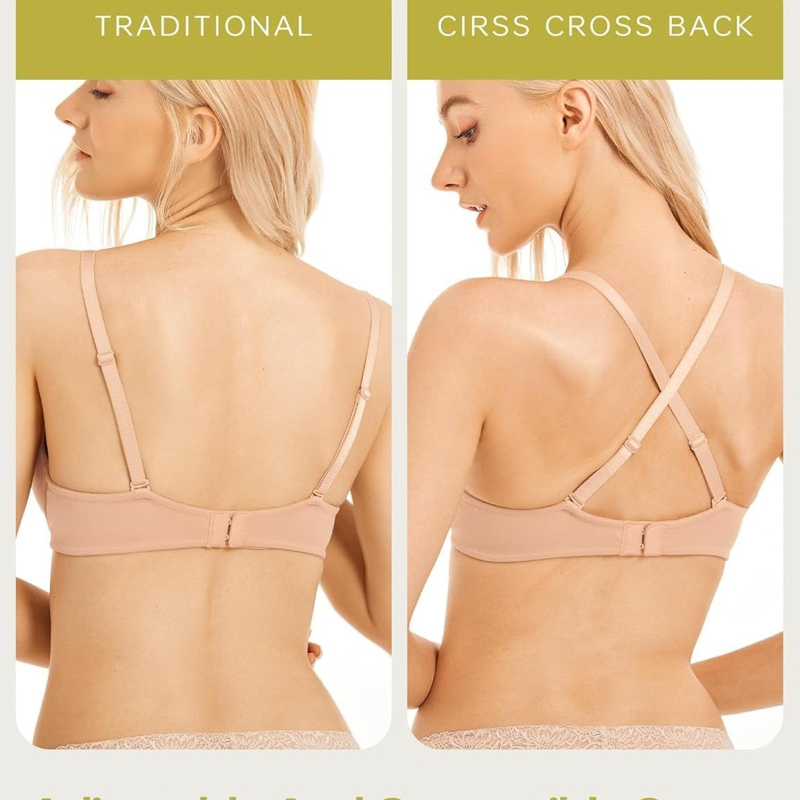 BaoKang™ Deep V Push Up T-Shirt Bra – Seamless Everyday Comfort Bra with Natural Lift