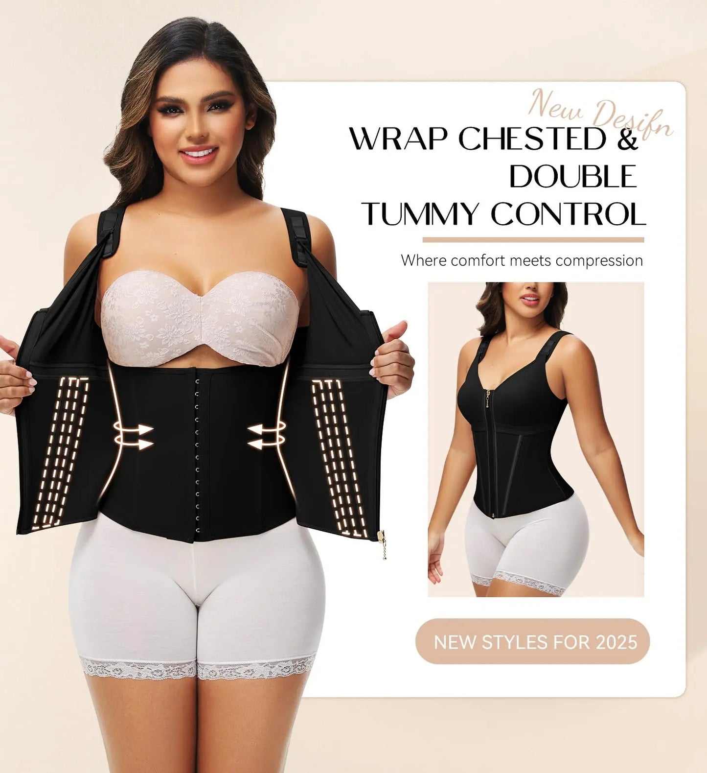 【⏰New product limited-time discount⏰】Waist Shapewear Bodysuit with Built-In Bra | Tummy Control Body Shaper with Adjustable Straps