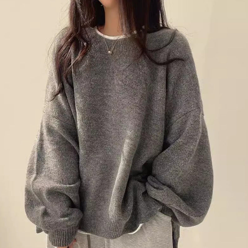 Women’s Relaxed Side-Slit Crewneck Sweater
