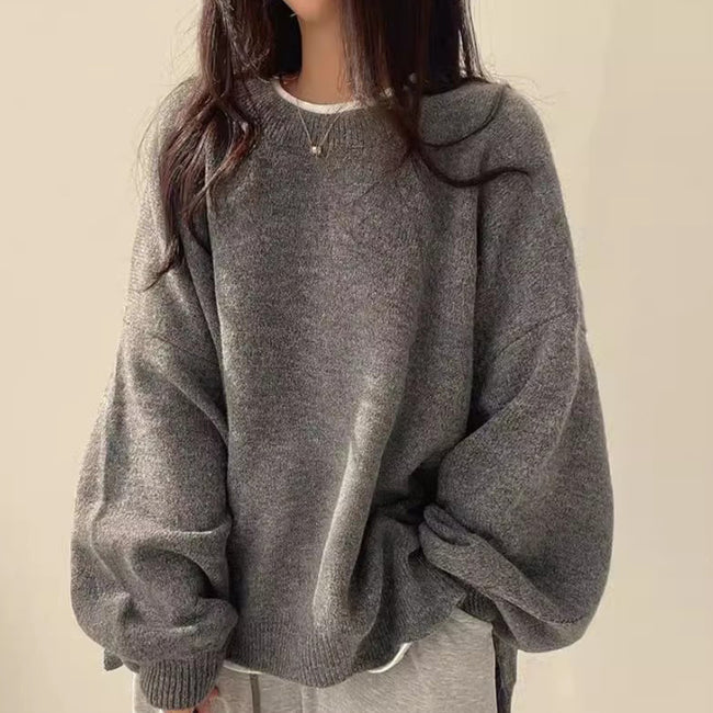 Women’s Relaxed Side-Slit Crewneck Sweater Hover Image