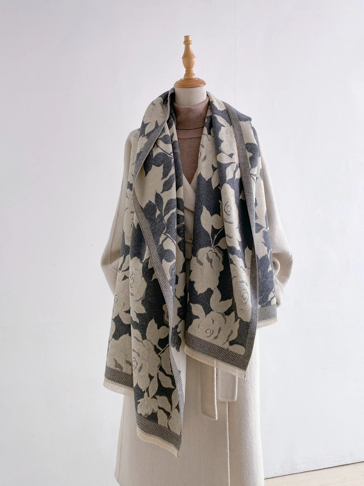 Boho Floral Tassel Shawl | Soft Oversized Fall & Winter Wrap