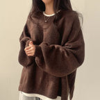 Women’s Relaxed Side-Slit Crewneck Sweater