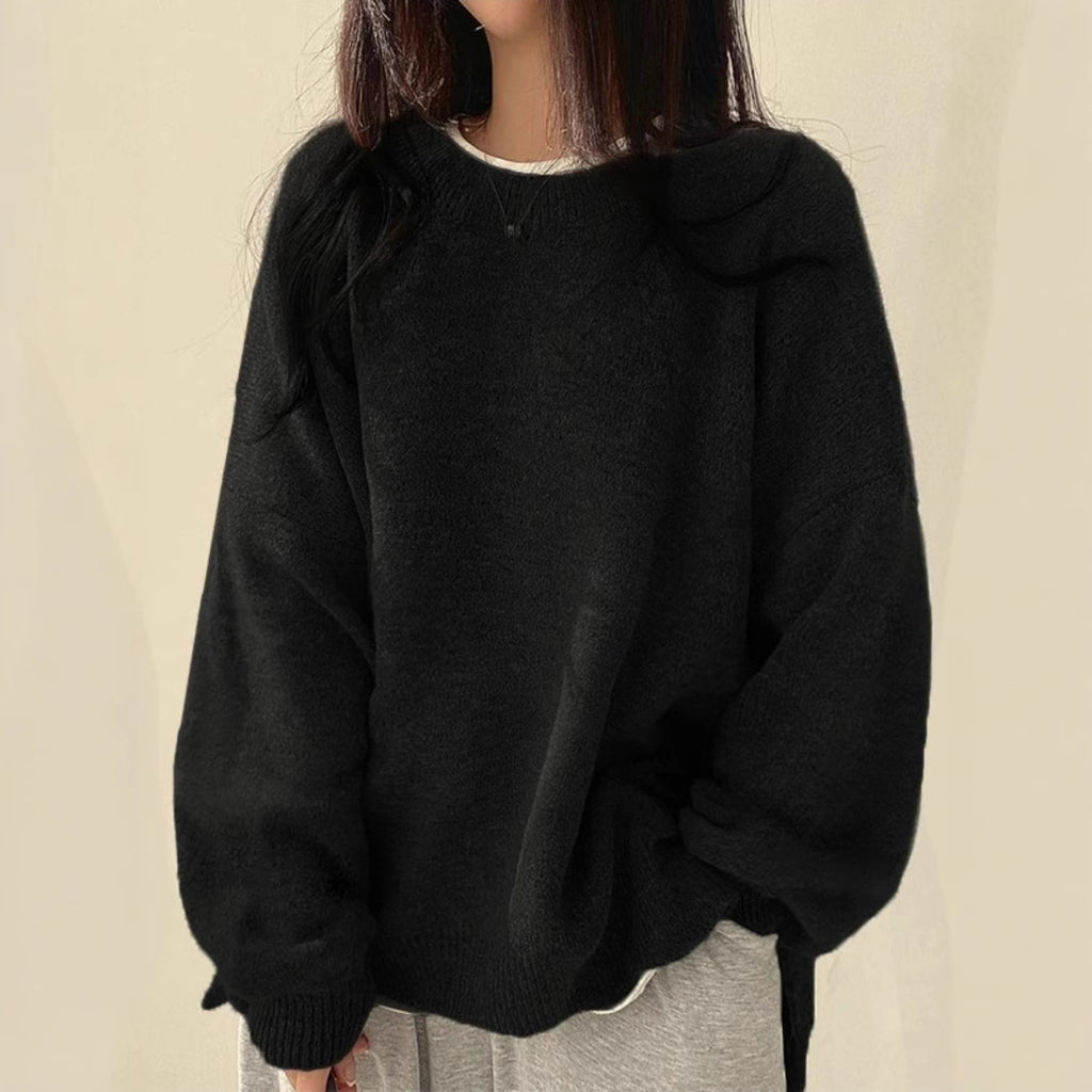 Women’s Relaxed Side-Slit Crewneck Sweater