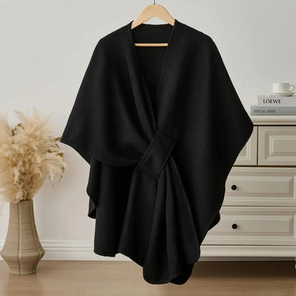 Women's Soft Fleece Wrap Shawl With Elegant Drape Design