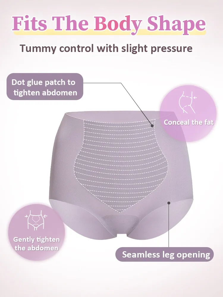 VEIMIA 3-5 Pieces High-waisted Seamless Panties With No Pinching Design, Skin-friendly Fabric For Sensitive Skin
