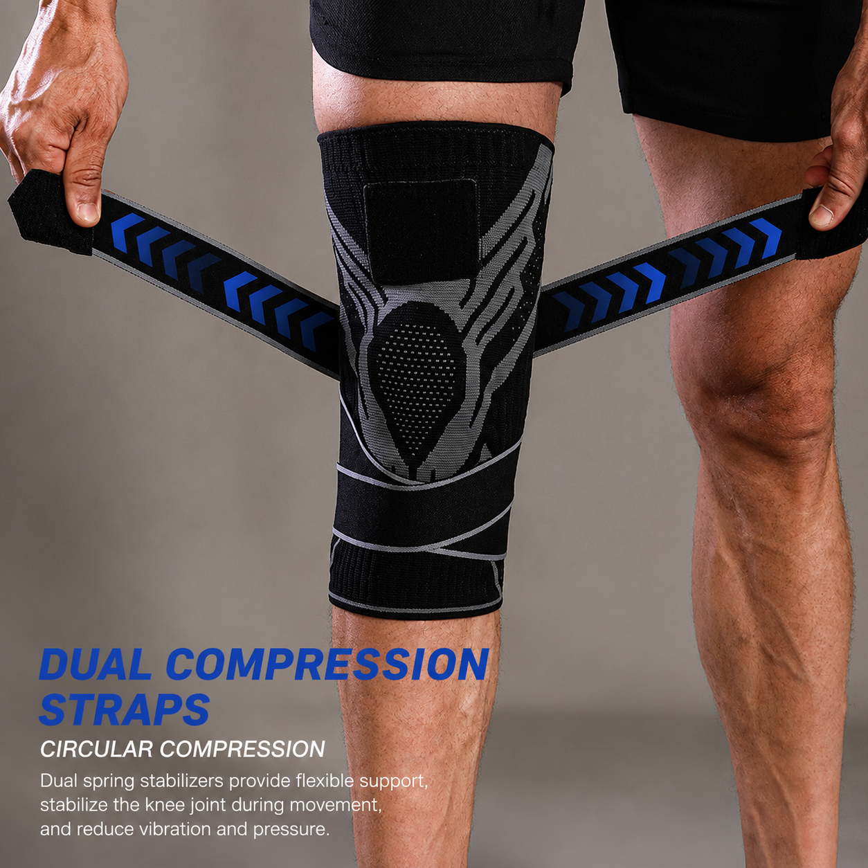 🔥 50% OFF | Unisex Knitted Knee Brace with Spring Stabilizers & Dual Straps – Compression Support for Knee Pain Relief and Injury Recovery