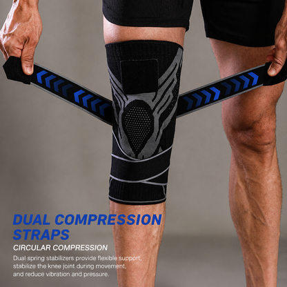 🔥 50% OFF | Unisex Knitted Knee Brace with Spring Stabilizers & Dual Straps – Compression Support for Knee Pain Relief and Injury Recovery
