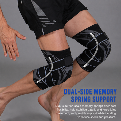 🔥 50% OFF | Unisex Knitted Knee Brace with Spring Stabilizers & Dual Straps – Compression Support for Knee Pain Relief and Injury Recovery