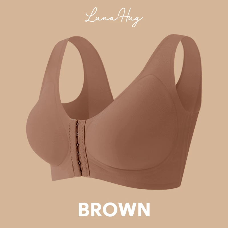 Seamless Front Closure Bra for Women | Cross Back Support Shaping Bra with Comfort Lift