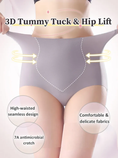 VEIMIA 3-5 Pieces High-waisted Seamless Panties With No Pinching Design, Skin-friendly Fabric For Sensitive Skin