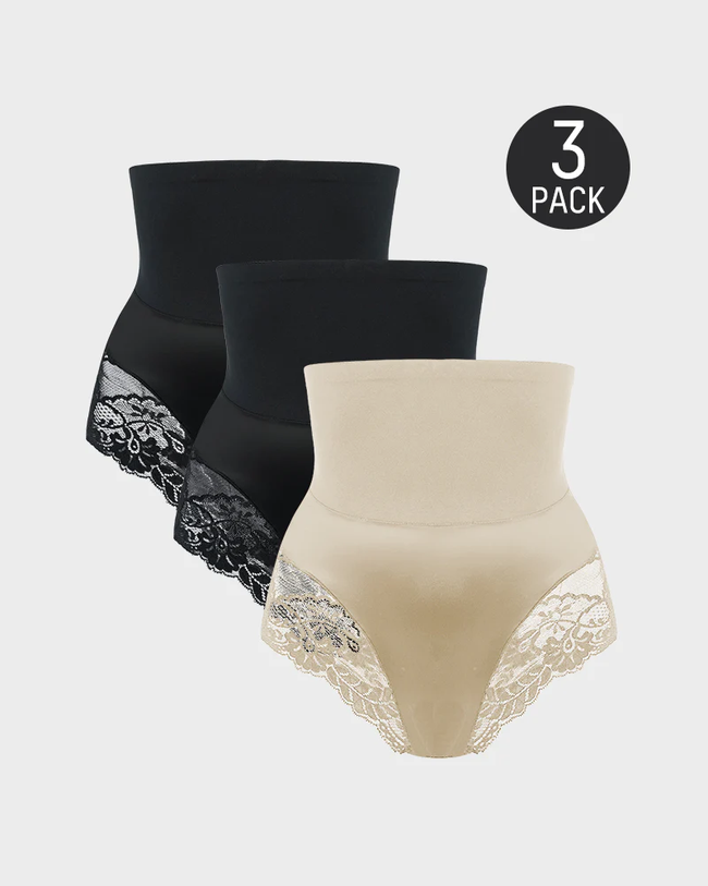 High-Waist Seamless Lace Shaping Panty (3 Pack) Hover Image