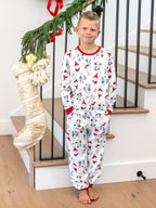 Family Matching Christmas Pajamas Gnome Print White