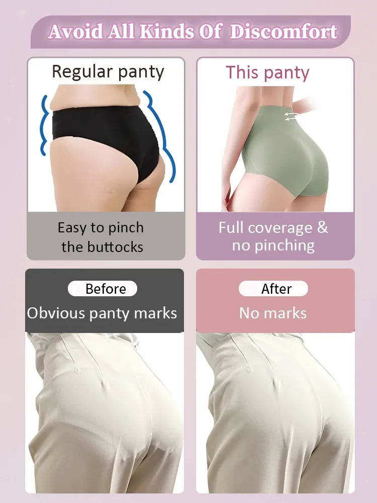 VEIMIA 3-5 Pieces High-waisted Seamless Panties With No Pinching Design, Skin-friendly Fabric For Sensitive Skin