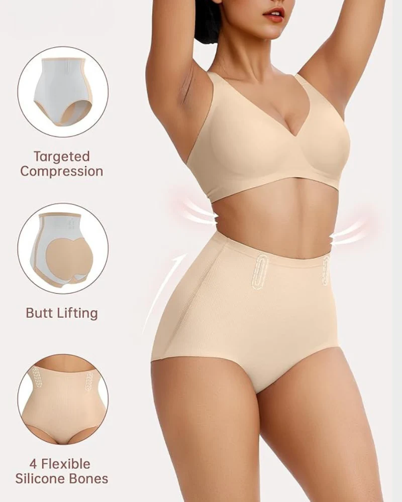 Culotte gainante taille haute sans coutures avec contrôle du ventre