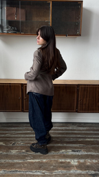 Vintage-Inspired Brown Check Blazer – Relaxed Tailored Wool-Blend Jacket for Women