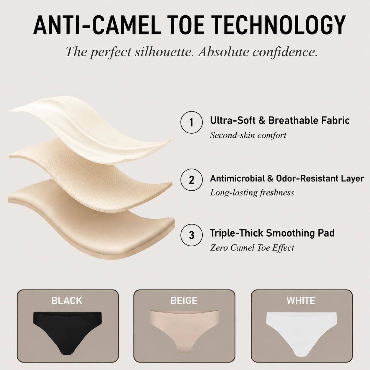 Invisible Seamless Panties for Women | Anti Camel Toe Underwear No Show Under Leggings & Tight Clothes