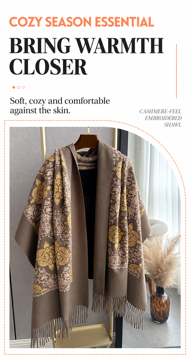 FALL & WINTER NEW ARRIVAL ONE WRAP. THREE WAYS TO WEAR. SAVE UP TO 50% Paisley Embroidered Shawl | Oversized Winter Wrap