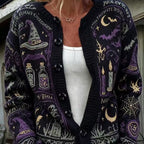 FALL & WINTER NEW ARRIVALS UP TO 50% OFF   Women's Custom-Pattern Cardigan | Halloween Print Button-Front Sweater